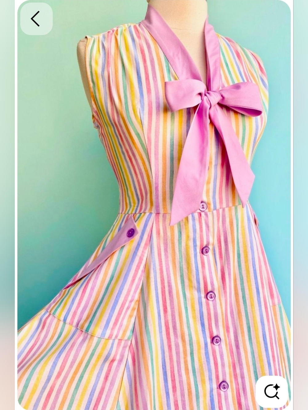 Heart of Haute Pastel Stripe Sleeveless Bow-Tie Fit & Flare Dress - Size 1X